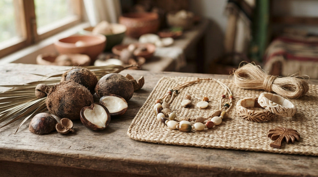 Natural tagua nuts and Ecuadorian tagua jewelry