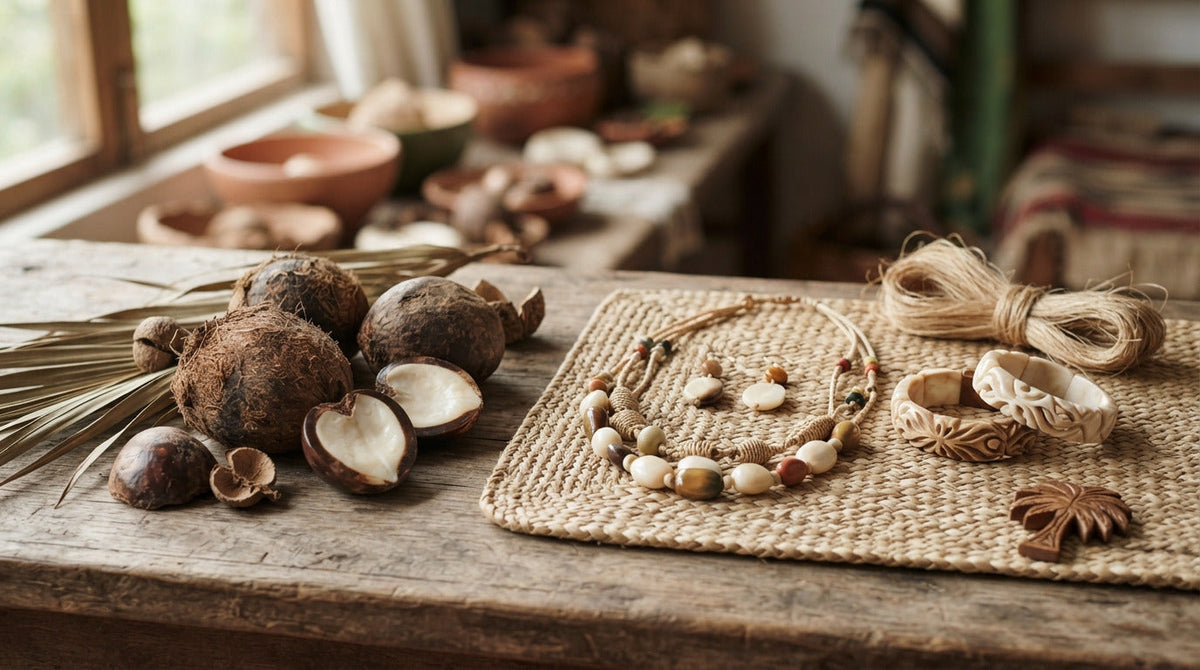 Natural tagua nuts and Ecuadorian tagua jewelry