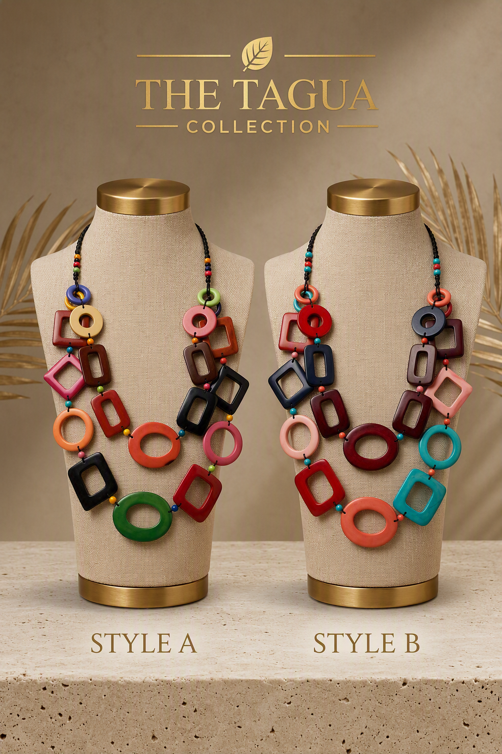The Tagua Artisan Statement Necklaces in Style A and B, Ecuadorian tagua necklace